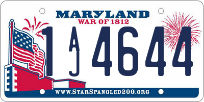 MD license plate 1AJ4644