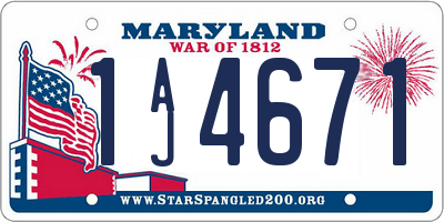 MD license plate 1AJ4671