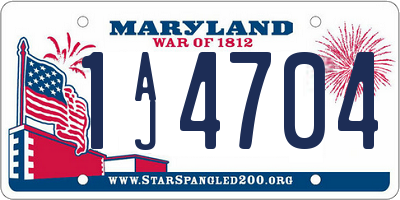 MD license plate 1AJ4704