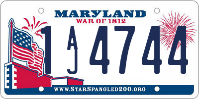 MD license plate 1AJ4744