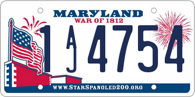 MD license plate 1AJ4754