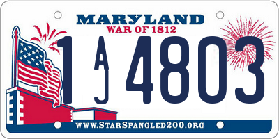 MD license plate 1AJ4803