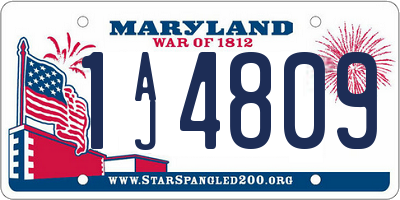 MD license plate 1AJ4809