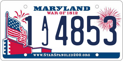 MD license plate 1AJ4853