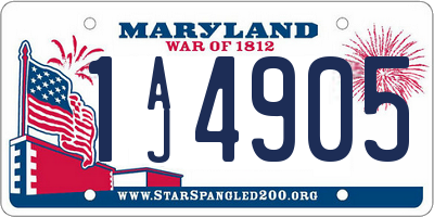 MD license plate 1AJ4905