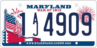 MD license plate 1AJ4909