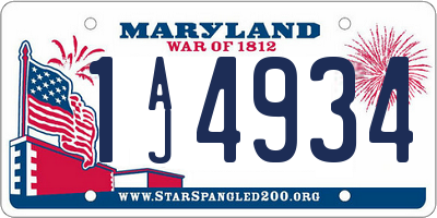 MD license plate 1AJ4934