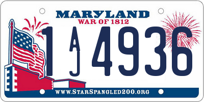 MD license plate 1AJ4936