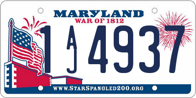 MD license plate 1AJ4937