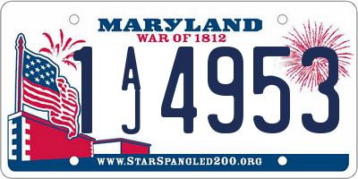 MD license plate 1AJ4953