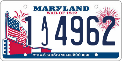 MD license plate 1AJ4962