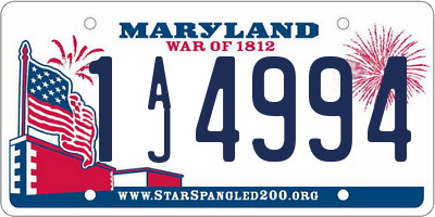 MD license plate 1AJ4994