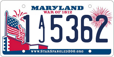 MD license plate 1AJ5362