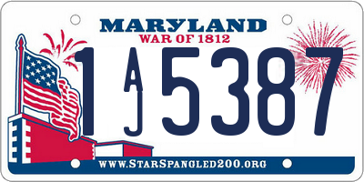 MD license plate 1AJ5387