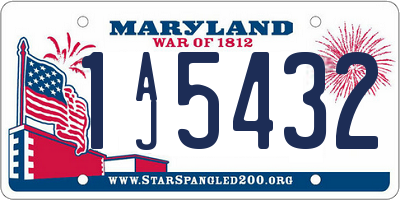 MD license plate 1AJ5432