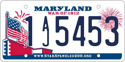 MD license plate 1AJ5453