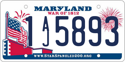 MD license plate 1AJ5893