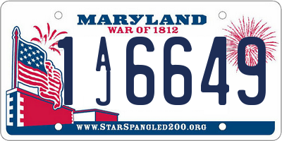 MD license plate 1AJ6649