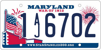 MD license plate 1AJ6702