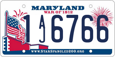 MD license plate 1AJ6766
