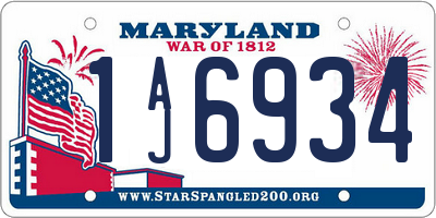 MD license plate 1AJ6934