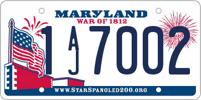 MD license plate 1AJ7002
