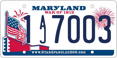 MD license plate 1AJ7003