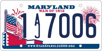 MD license plate 1AJ7006