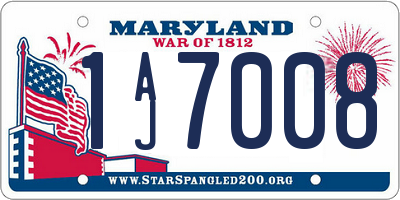 MD license plate 1AJ7008