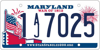 MD license plate 1AJ7025