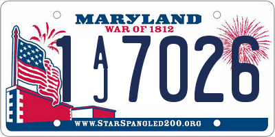 MD license plate 1AJ7026