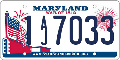 MD license plate 1AJ7033