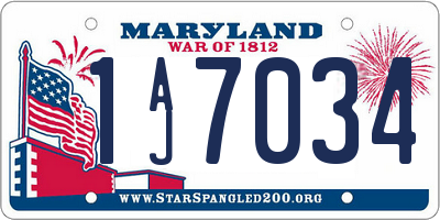MD license plate 1AJ7034