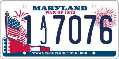MD license plate 1AJ7076