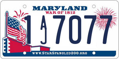 MD license plate 1AJ7077