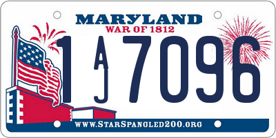 MD license plate 1AJ7096