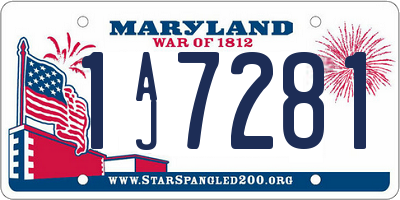 MD license plate 1AJ7281