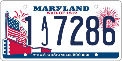 MD license plate 1AJ7286