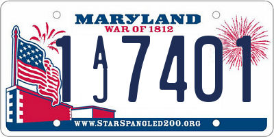 MD license plate 1AJ7401