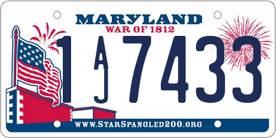 MD license plate 1AJ7433