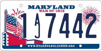 MD license plate 1AJ7442