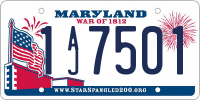 MD license plate 1AJ7501