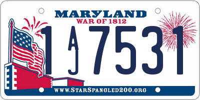 MD license plate 1AJ7531
