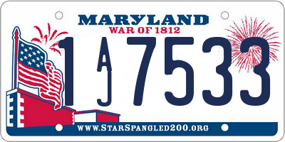 MD license plate 1AJ7533