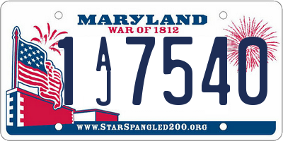 MD license plate 1AJ7540