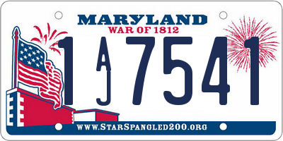 MD license plate 1AJ7541
