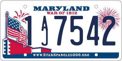 MD license plate 1AJ7542