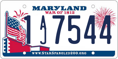 MD license plate 1AJ7544