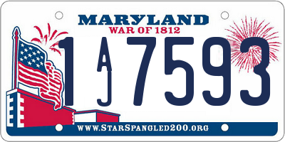 MD license plate 1AJ7593