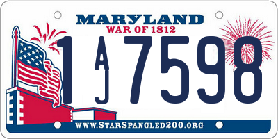 MD license plate 1AJ7598